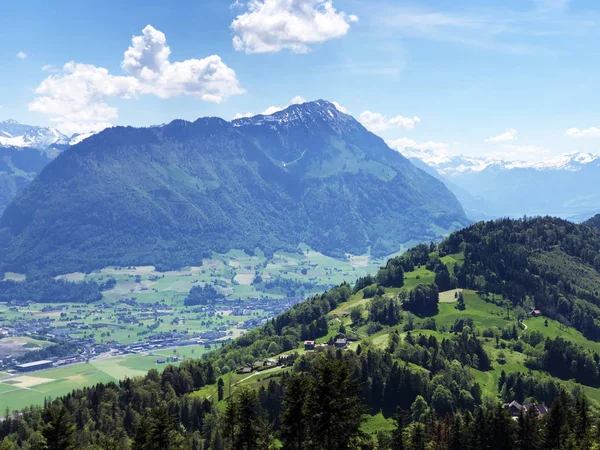 Uitzicht Het Engelbergertal Settlement Stans Mountain Stanserhorn Ennetbrgen Kanton Nidwalden — Stockfoto