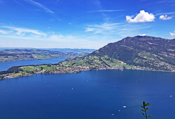 Veduta Del Massiccio Alpino Rigi Del Lago Luzerne Vierwaldstaettersee Vierwaldsattersee — Foto Stock