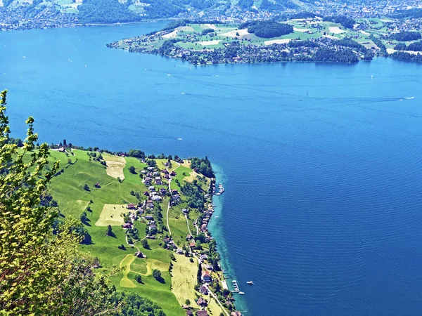 Kilátás Luzerne Tóra Vagy Vierwaldstaettersee Oder Vierwaldsattersee Burgenberg Vagy Buergengerg — Stock Fotó