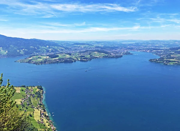 Vista Del Lago Luzerne Vierwaldstaettersee Oder Vierwaldsattersee Desde Montaña Burgenberg — Foto de Stock