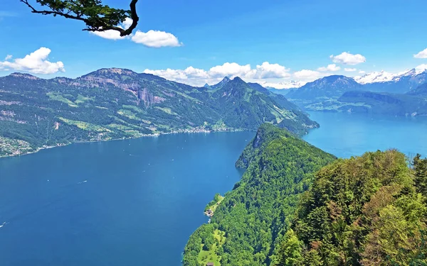 Vista Del Lago Luzerne Vierwaldstttersee Vierwaldstaettersee Oder Vierwaldsattersee Desde Montaña — Foto de Stock
