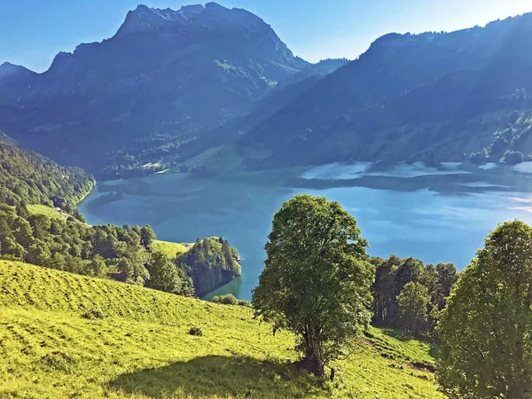 Conte Fées Motif Idyllique Lac Alpin Wagitalersee Waegitalersee Dans Vallée — Photo