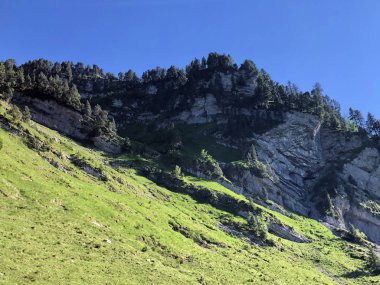 Wagital veya Waegital vadisinde ve Alp gölü Wagitalersee (Waegitalersee), Innerthal - Kaçton Schwyz, İsviçre