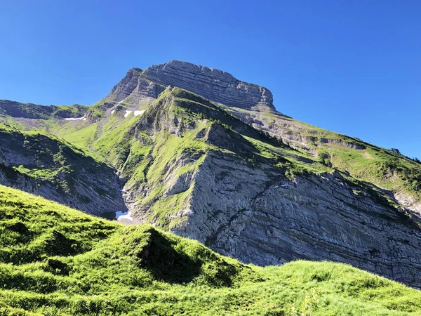 Zindlenspitz Mountain Valley Wagital Waegital Alpine Lake Wagitalersee Waegitalersee Innerthal — Φωτογραφία Αρχείου