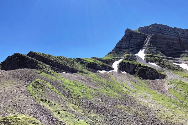 Zindlenspitz Berg Boven Het Dal Wagitaal Waegitaal Alpiene Wagitalersee Waegitalersee — Stockfoto