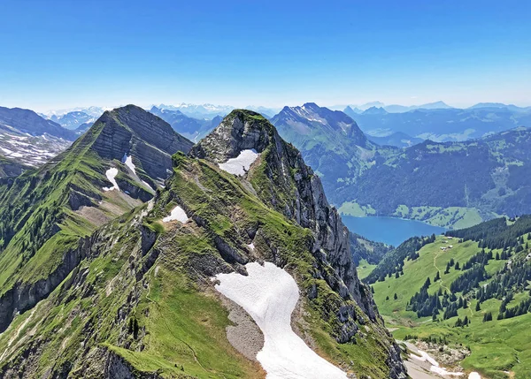 Rossalpelispitz Nebo Rossaelplispitz Zindlenspitz Nad Horským Jezerem Wagitalersee Waegitalersee Innerthal — Stock fotografie