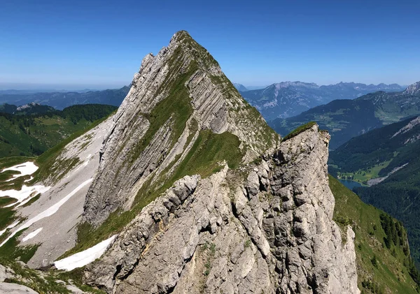 Brunnelistock Bruennelistock Mountain Boven Het Dal Wagitale Alpiene Wagitalersee Waegitalersee — Stockfoto