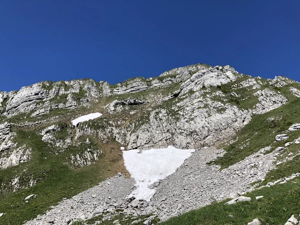 Schiberg Montagna Sopra Valle Lago Wagital Alpino Wagitalersee Waegitalersee Innerthal — Foto Stock
