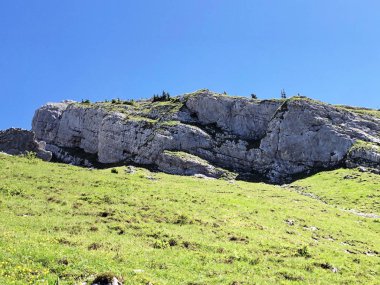 Wagital Vadisi veya Waegital Gölü ve Wagitalersee (Waegitalersee) üzerinde Alp dağı zirvesi, İsviçre 'nin Schwyz Kantonu