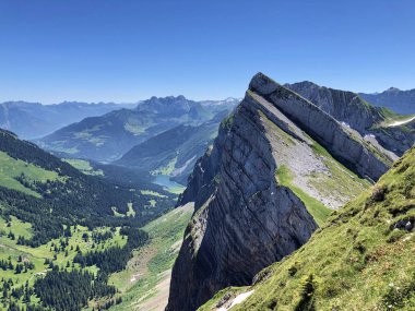 Wagital Vadisi veya Waegital Gölü ve Wagitalersee (Waegitalersee) üzerinde Alp dağı zirvesi, İsviçre 'nin Schwyz Kantonu