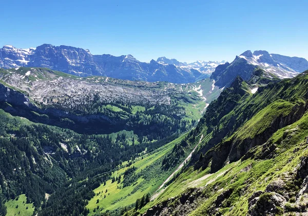 Beautiful Alpine Valley Oberseetal Nfels Nafels Naefels Canton Glarus Switzerland — 스톡 사진