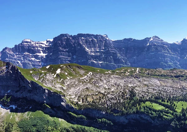 Vue Chaîne Montagnes Glarnisch Glaernisch Dessus Lac Klontalersee Kloentalersee Canton — Photo