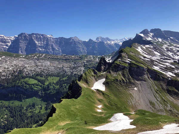 Panorami Impressionanti Dalle Cime Situate Tra Valli Alpine Oberseetal Waegital — Foto Stock