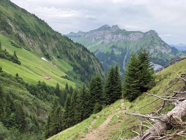 シルタル渓谷と人工湖シルシー シュトゥーデンのハイキングとウォーキングコース カントン シュヴィーツ スイス — ストック写真