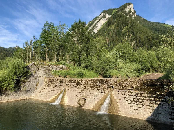 Río Sihl Sihl Fluss Antes Del Lago Artificial Sihlsee Studen — Foto de Stock