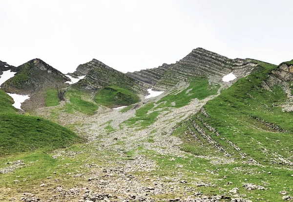 Montanha Alpina Turner Acima Vale Wagital Waegital Lago Alpino Wagitalersee — Fotografia de Stock