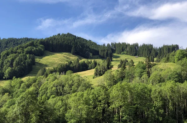 Alpine Hill Stockrain Sihltal Valley Artifical Lake Sihlsee Studen Καντόνιο — Φωτογραφία Αρχείου