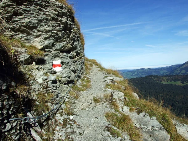 Túra Gyalogtúraútvonalak Churfirsten Hegységben Toggenburg Régióban Starkenbach Gallen Kanton Svájc — Stock Fotó