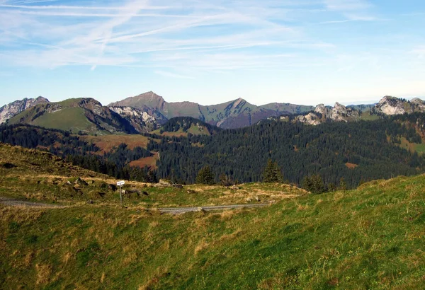 瑞士Starkenbach Canton Gallen Churfirsten山脉和Togenburg地区的高山牧场和草原 — 图库照片