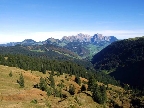 Vue Gamme Alpstein Depuis Chaîne Alpine Churfirsten Dans Région Toggenburg — Photo