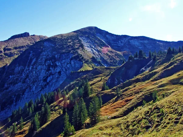 ワレンゼー湖の上のアルパイン山のリーストシャムとチュルファーレン山脈のシュタルケンバッハ カントン セント ガレン スイス — ストック写真