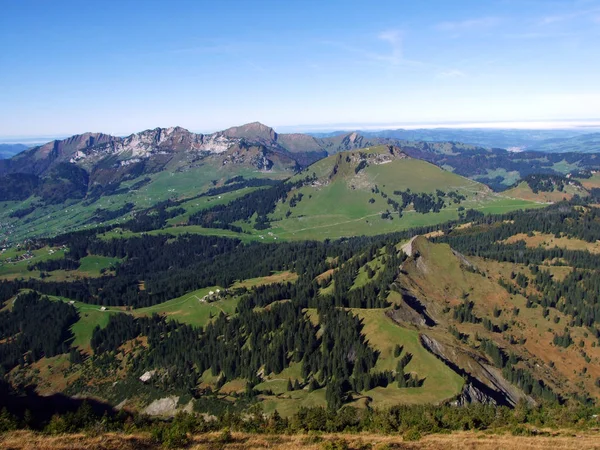 Panorama Depuis Sommet Alpin Leistchamm Situé Dessus Lac Wahlensee Dans — Photo