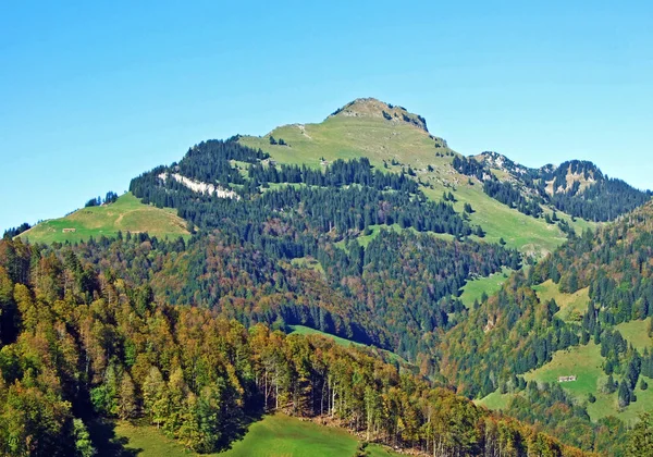 Alpská Hora Stockberg Nad Údolím Řeky Thur Regionu Toggenburg Starkenbach — Stock fotografie