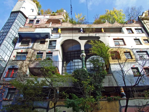 Hundertwasser House Wien Створення Художника Яскраво Розфарбованого Природного Житлового Кварталу — стокове фото