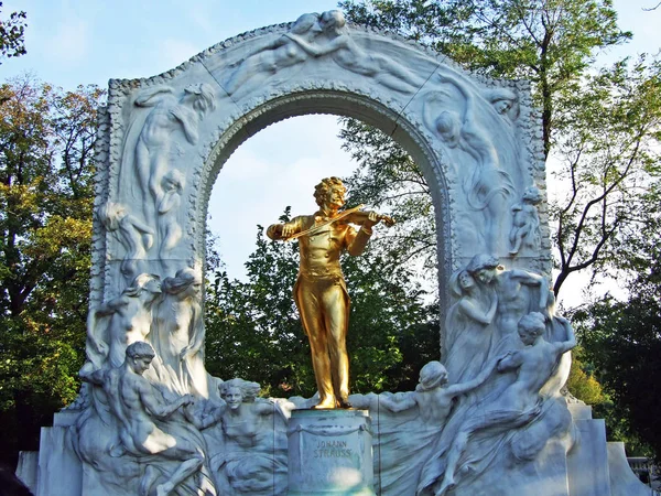 Johann Strau Monumento Johann Strauss Denkmal Wien Viena Áustria — Fotografia de Stock