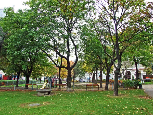 Sigmund Freud Park Wiedeń Obszar Krajobrazowy Trawiastym Trawnikiem Drzewami Cienistymi — Zdjęcie stockowe