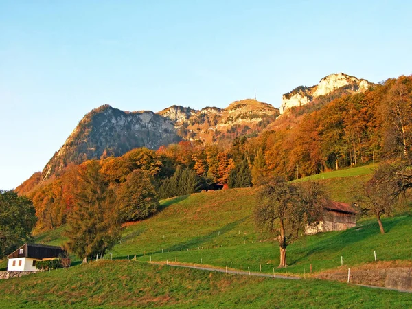 Alpine Peaks Hoher Kasten Zinggenchopf Mountain Range Alpstein Appenzellerland Region — Stock Photo, Image