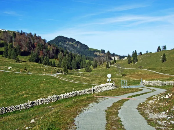 Μονοπάτια Πεζοπορίας Και Πεζοπορίας Στις Πλαγιές Του Ορεινού Όγκου Alpstein — Φωτογραφία Αρχείου