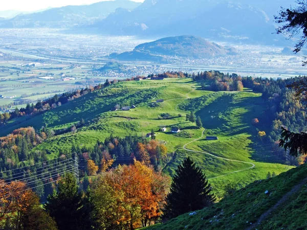 Uitzicht Het Rijndal Rheintal Vanuit Het Alpstein Gebergte Oberriet Kanton — Stockfoto