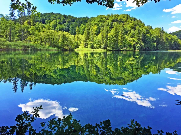 Plitvicei Tavak Nemzeti Park Tájképe Vagy Nacionalni Park Plitvicka Jezera — Stock Fotó