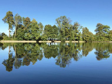 Buebenweier Gölü veya Buebenweiher göleti (Üç Pont dinlenme alanı veya Das Naherholungsgebiet Drei Weihern), Drei Weieren - St. Gallen, İsviçre