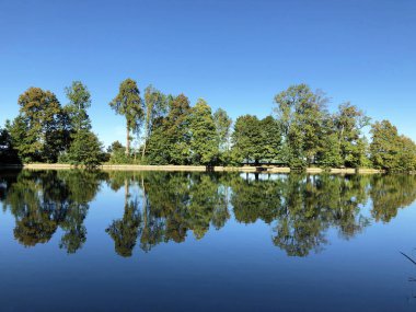 Buebenweier Gölü veya Buebenweiher göleti (Üç Pont dinlenme alanı veya Das Naherholungsgebiet Drei Weihern), Drei Weieren - St. Gallen, İsviçre