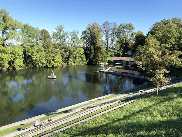 Lake Mannenweier Mannenweiher Pond Three Ponds Recreation Area Das Naherholungsgebiet — Stock Photo, Image