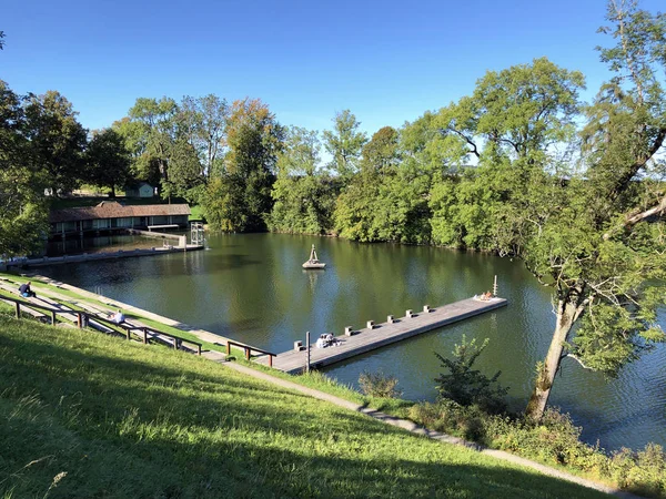 Het Meer Mannenweier Mannenweiher Vijver Drie Vijvers Recreatiegebied Das Naherholungsgebiet — Stockfoto