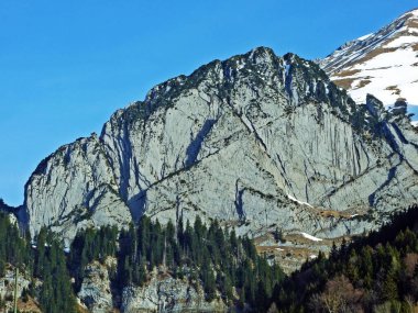 The Schafbergwand mountaineering rock in the Santis or Saentis mountain range, Wildhaus - Canton of St. Gallen, Switzerland