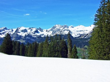 View of the Alpstein range from the Thur river valley in the Toggenburg region, Wildhaus - Canton of St. Gallen, Switzerland