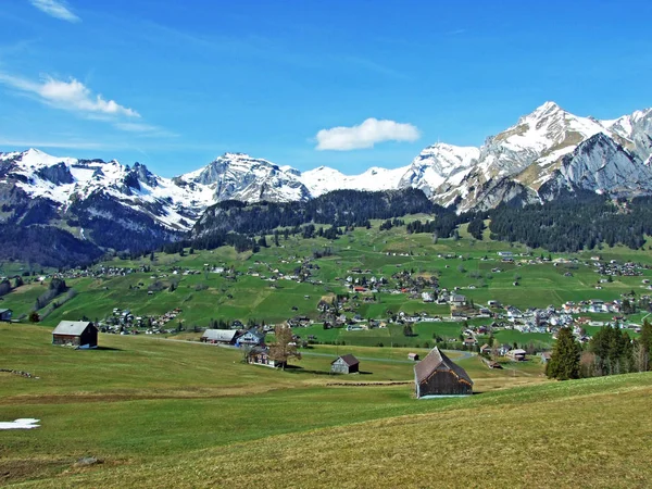 Vista Gama Alpstein Cordilheira Alpina Churfirsten Região Toggenburg Wildhaus Cantão — Fotografia de Stock