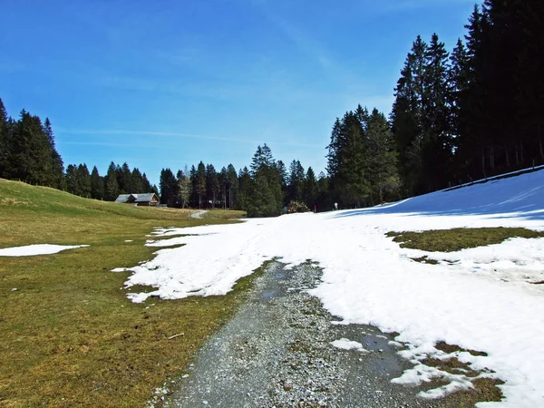 Hiking Walking Trails Slopes Alpstein Mountain Range Thur River Valley — ストック写真