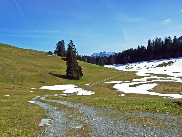 Hiking Walking Trails Slopes Alpstein Mountain Range Thur River Valley — ストック写真