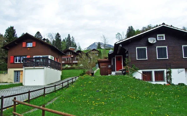 Village Unterwasser Thur River Valley Obertoggenburg Region Canton Gallen Switzerland — Stock Photo, Image