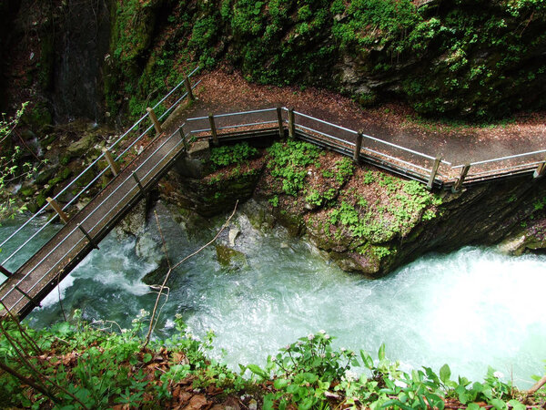 The Thur River Canyon (die Schlucht des Flusses Thur) in the Unterwasser settlement and the Obertoggenburg region - Canton of St. Gallen, Switzerland