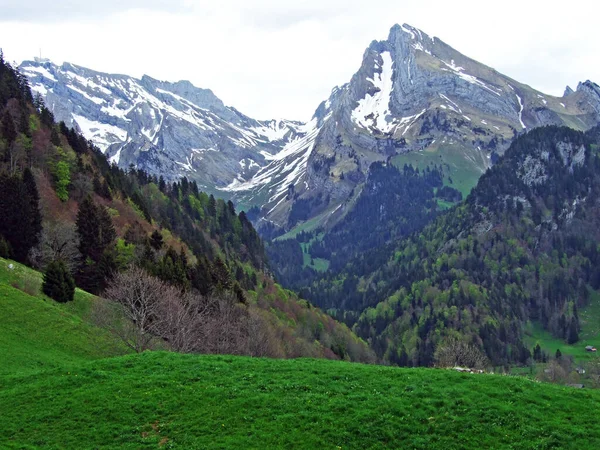 View Alpstein Range Thur River Valley Toggenburg Region Wildhaus Canton — Stok fotoğraf
