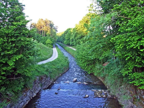 Promenade Avenue Grabserbach Stream Grabs Καντόνιο Gallen Ελβετία — Φωτογραφία Αρχείου