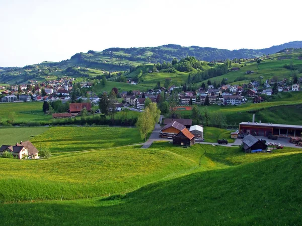 Village Nesslau Thur River Valley Och Obertoggenburg Regionen Kanton Gallen — Stockfoto