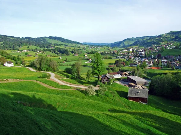 Village Nesslau Thur River Valley Obertoggenburg Region Canton Gallen Switzerland — Stock Photo, Image