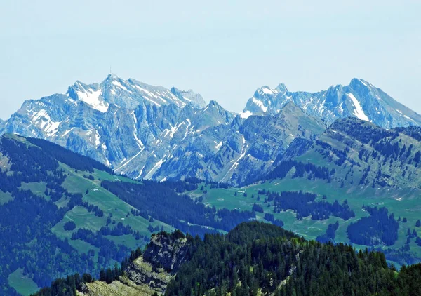 Alpstein Manzarası Thur Nehri Vadisi Nden Başlayıp Obertoggenburg Bölgesi Olan — Stok fotoğraf